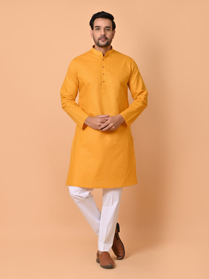 Checked Yellow Kurta Set