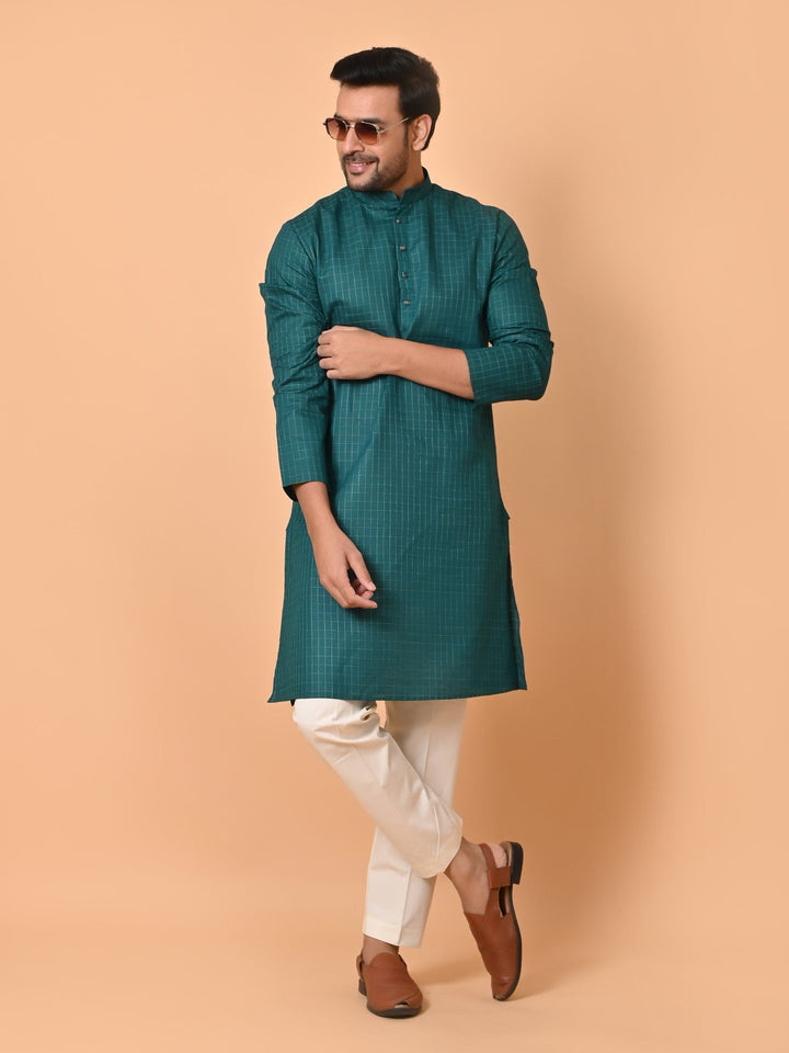 Checked Green Kurta Set