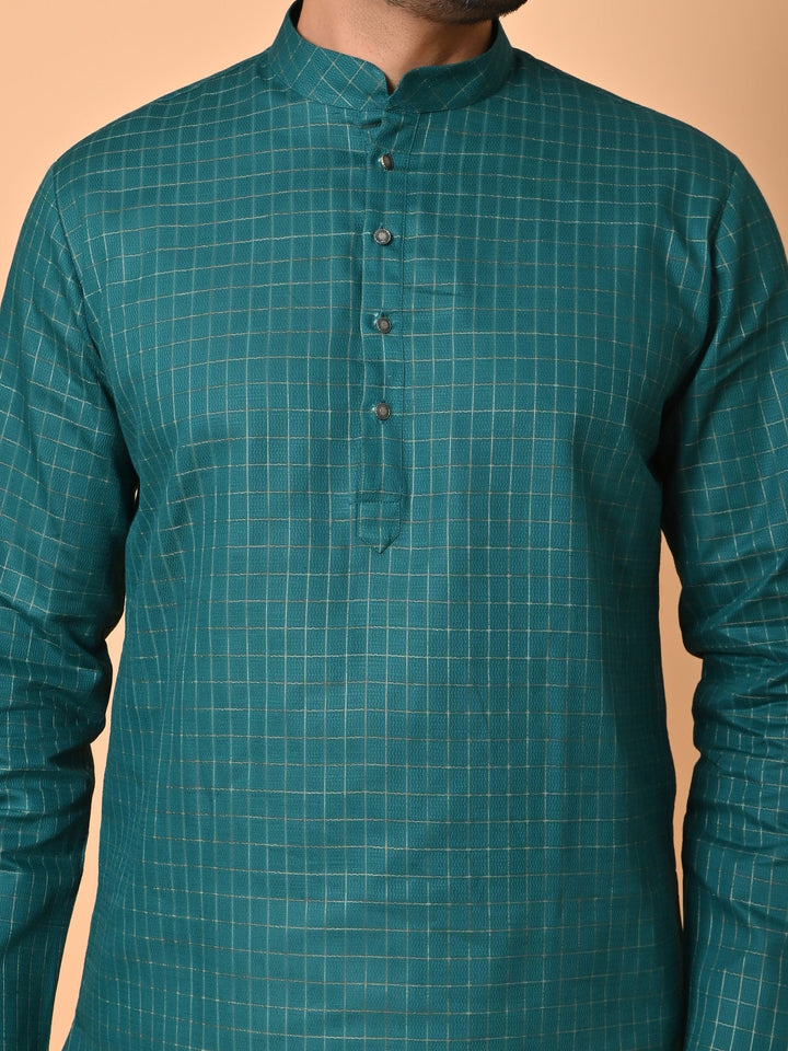 Checked Green Kurta Set