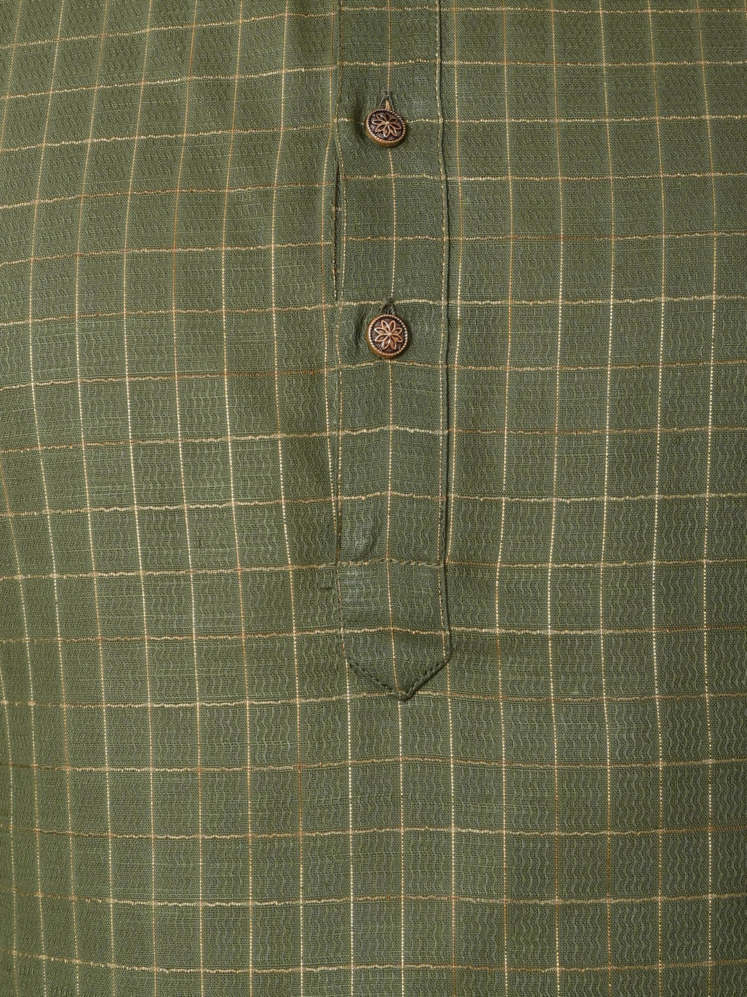 Checked Olive Kurta Set