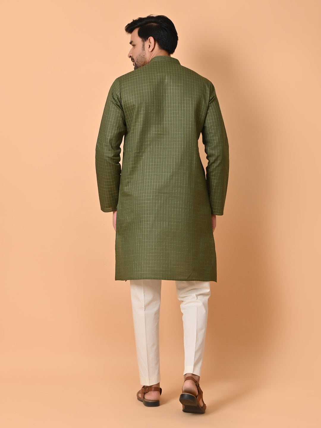 Checked Olive Kurta Set