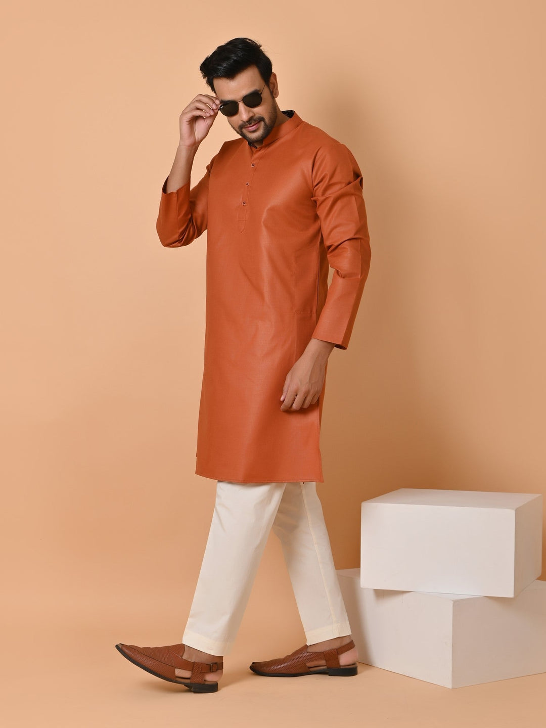 Solid Rust Kurta Set