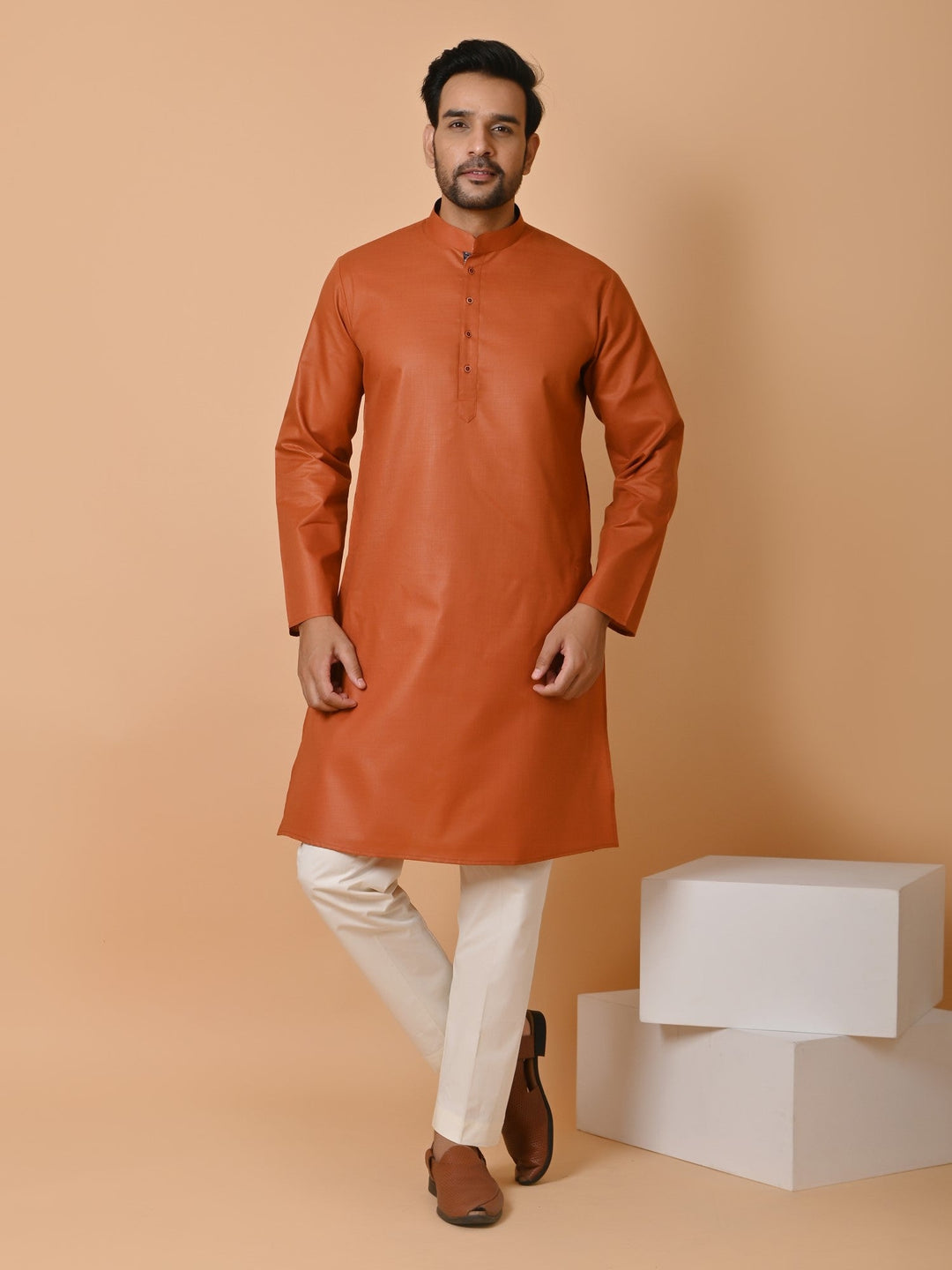 Solid Rust Kurta Set