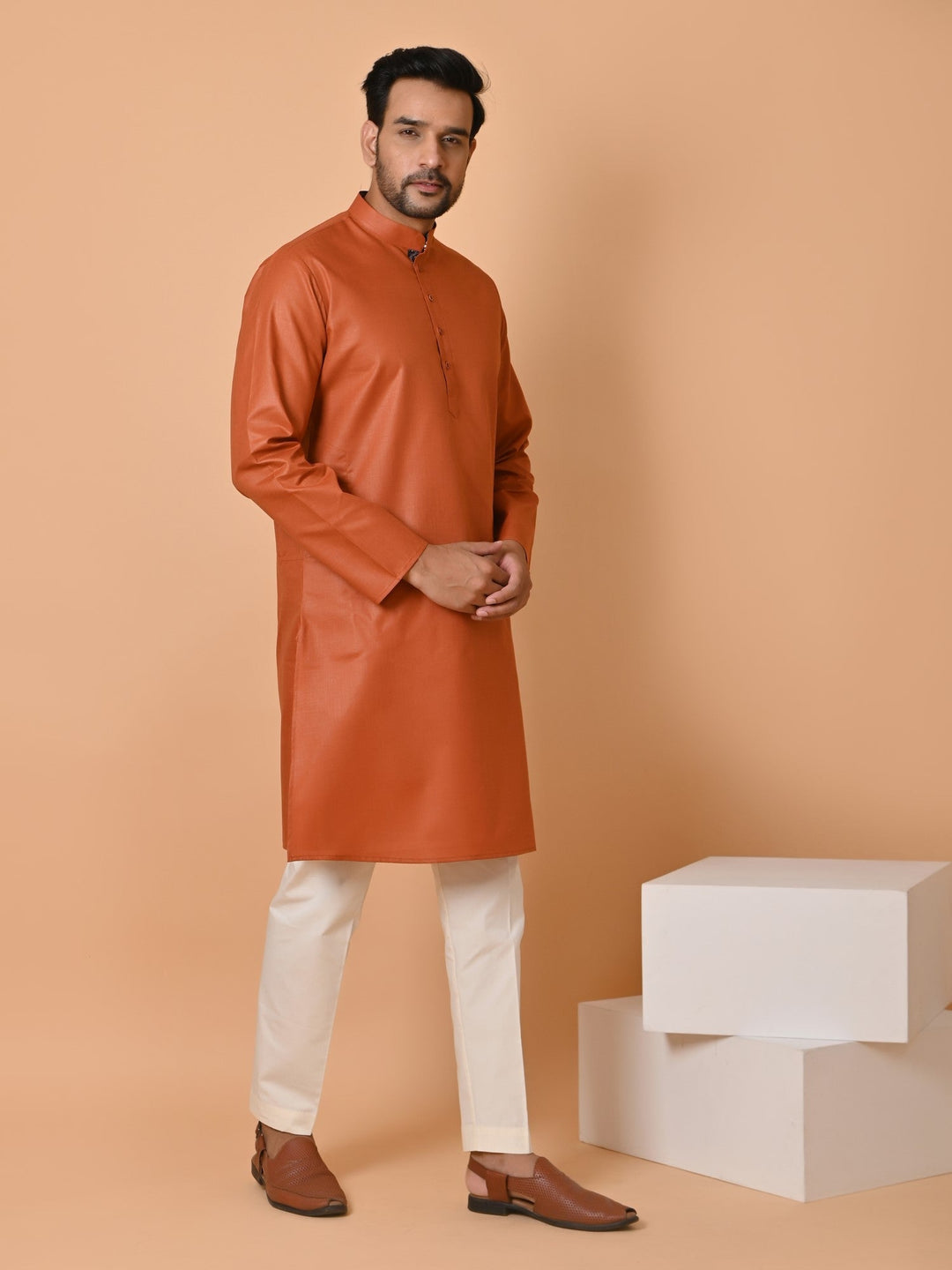 Solid Rust Kurta Set