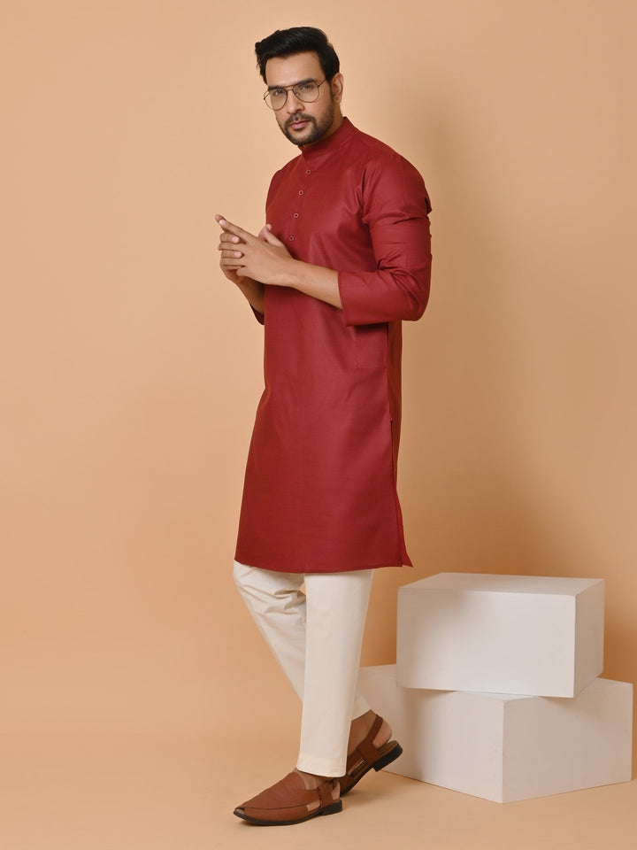 Solid Maroon Kurta Set