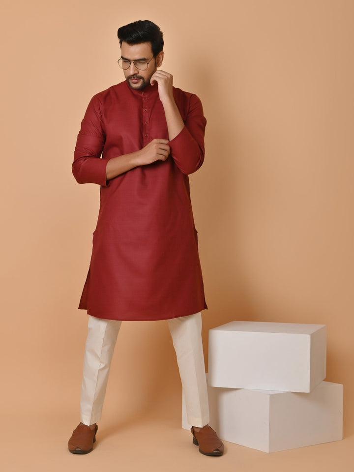 Solid Maroon Kurta Set