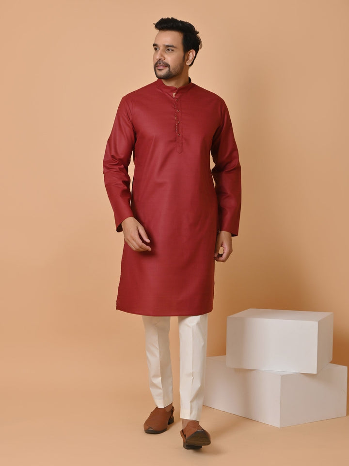 Solid Maroon Kurta Set