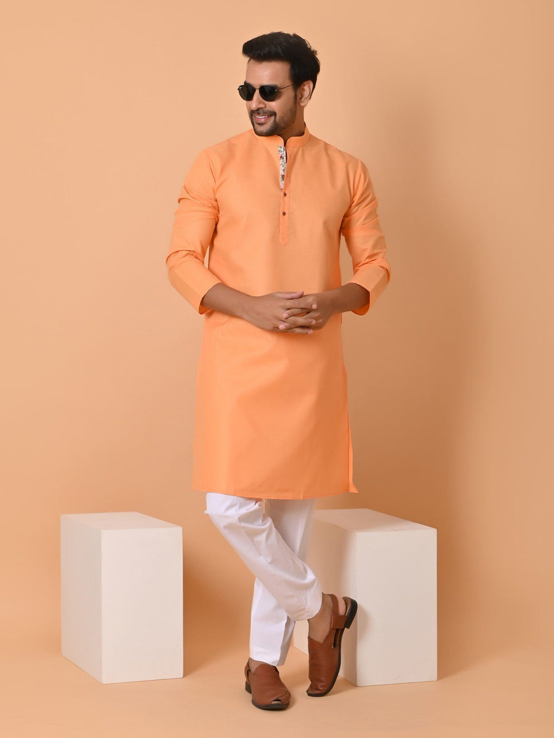 Solid Peach Kurta Set