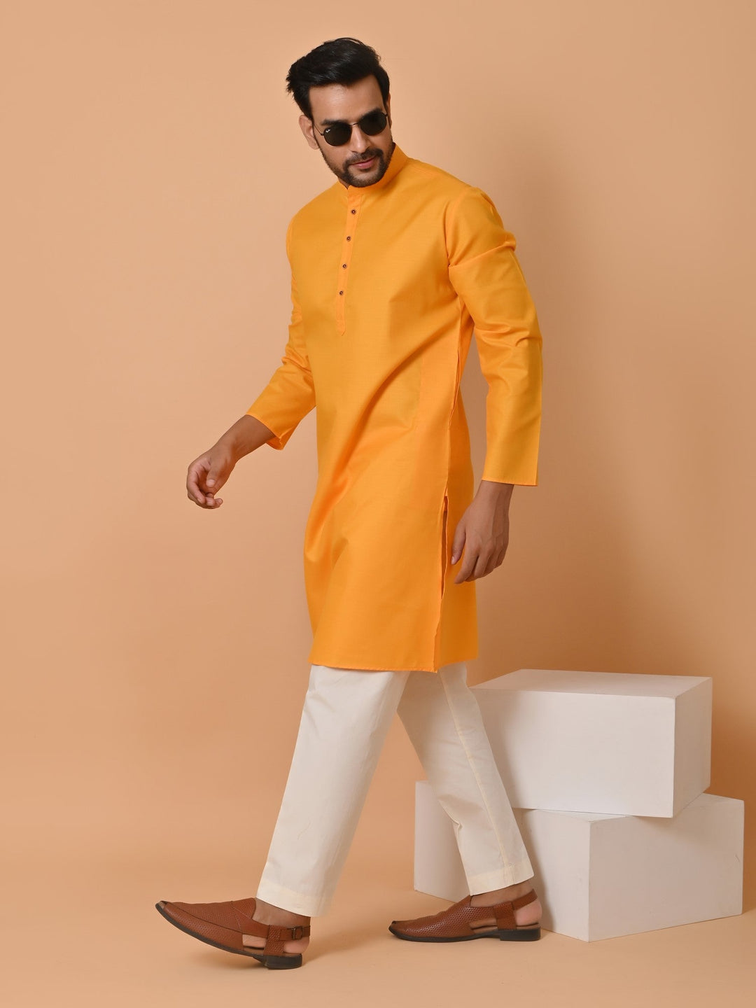 Solid Mustard Kurta Set