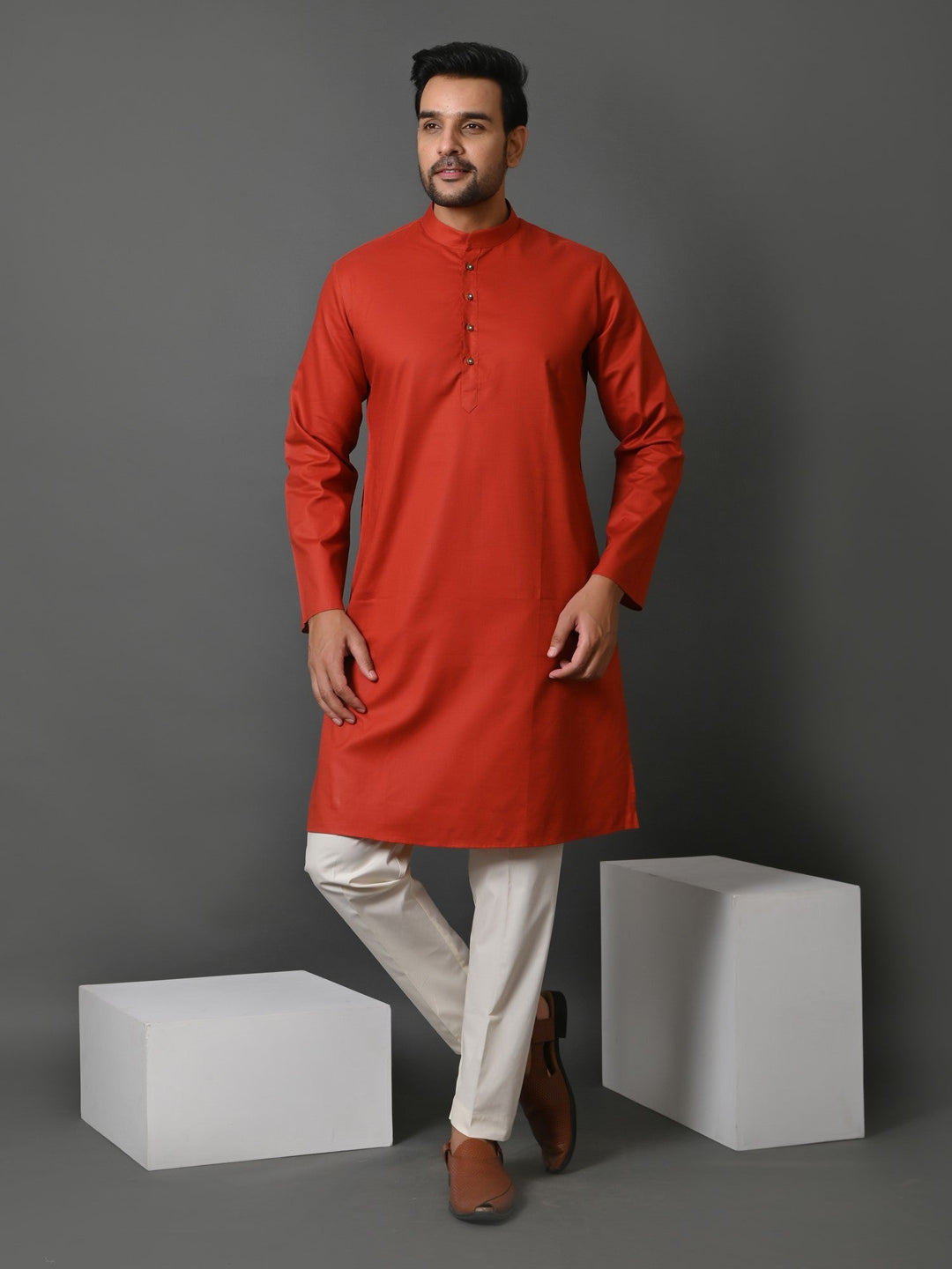 Solid Maroon Kurta Set