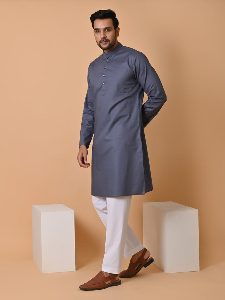 Solid Grey Kurta Set