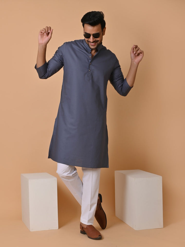 Solid Grey Kurta Set