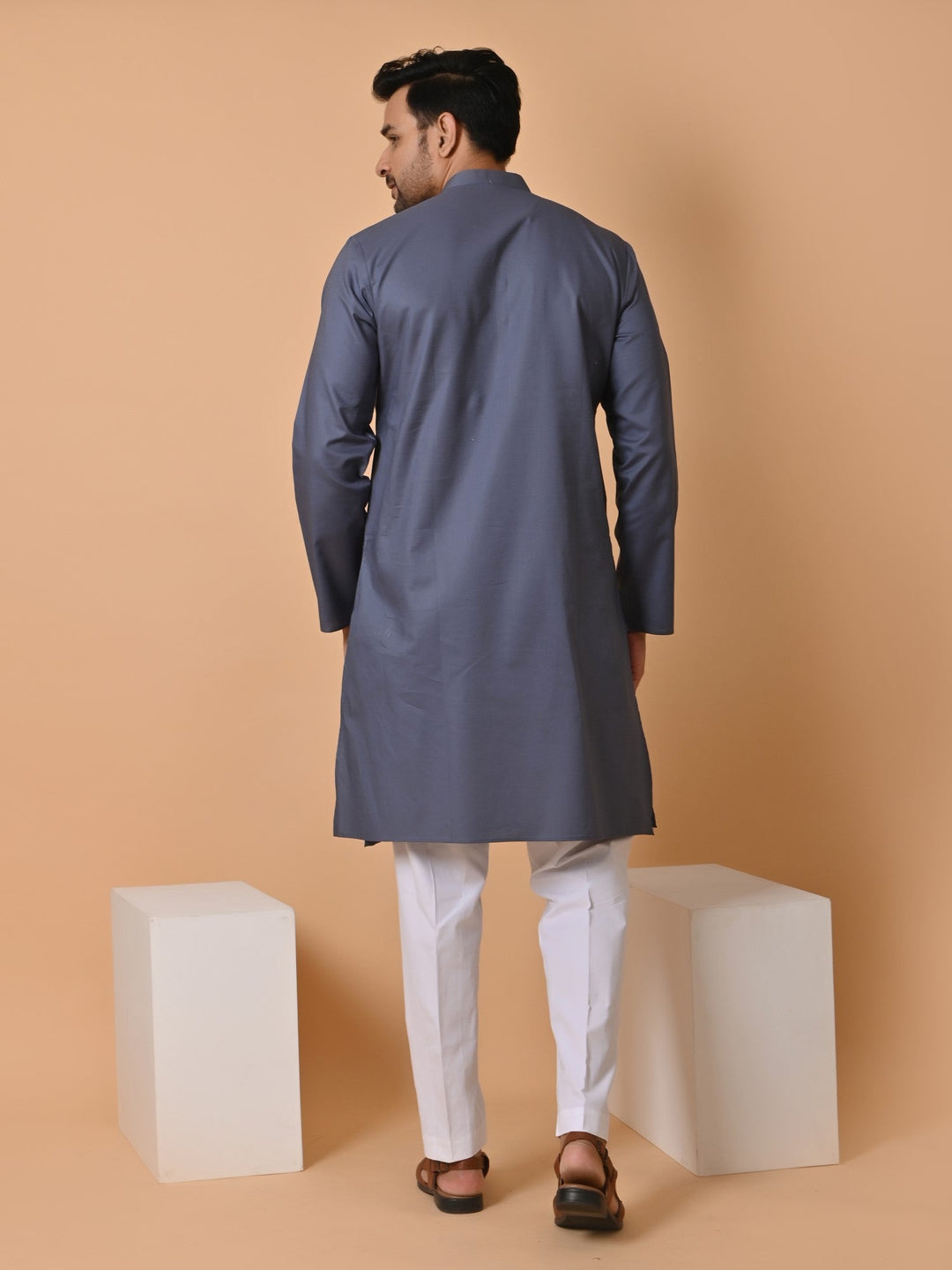 Solid Grey Kurta Set