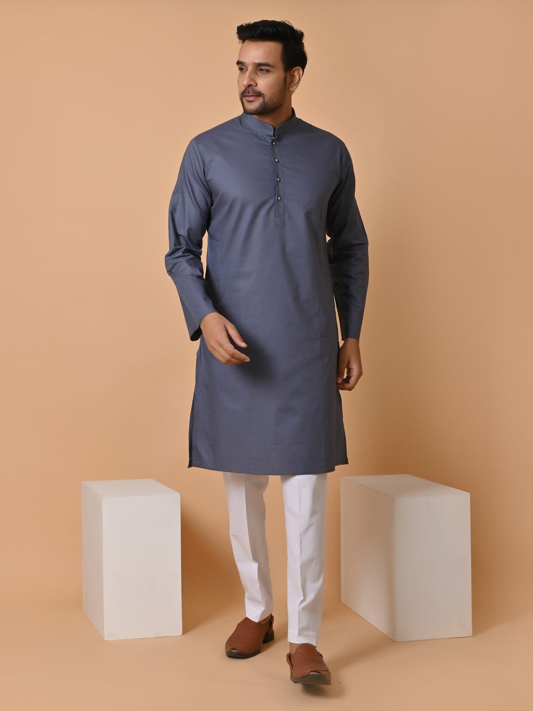 Solid Grey Kurta Set
