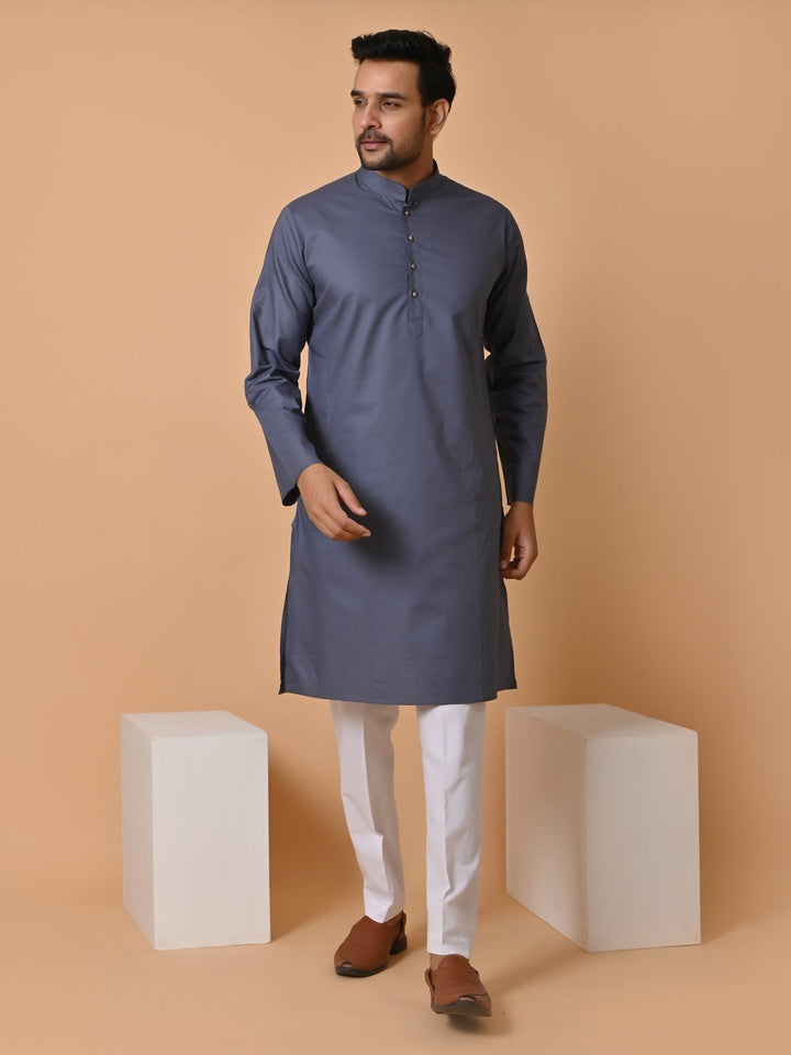 Solid Grey Kurta Set