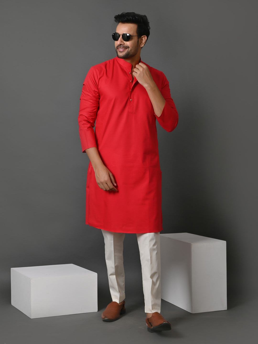 Solid Red Kurta Set