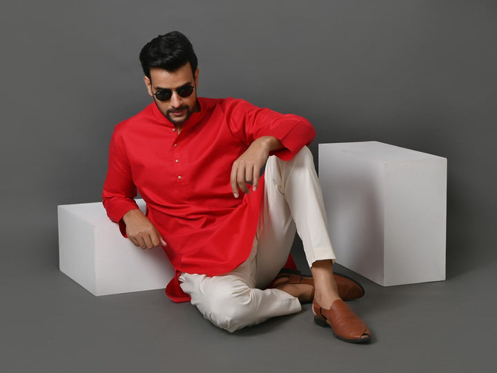 Solid Red Kurta Set