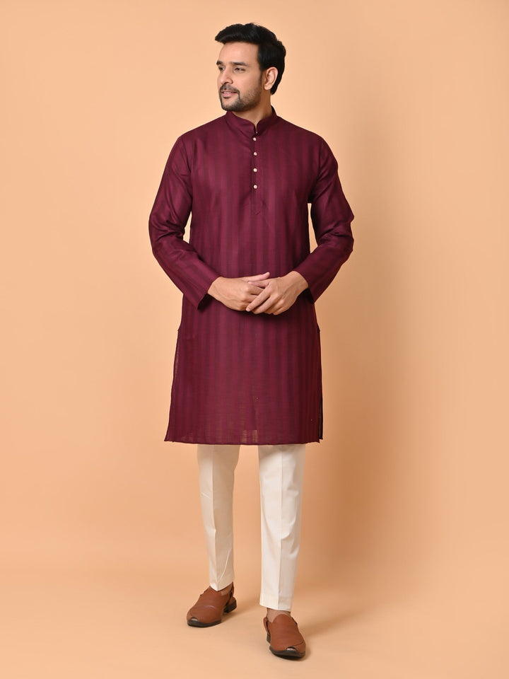 Striped Wine Kurta Set