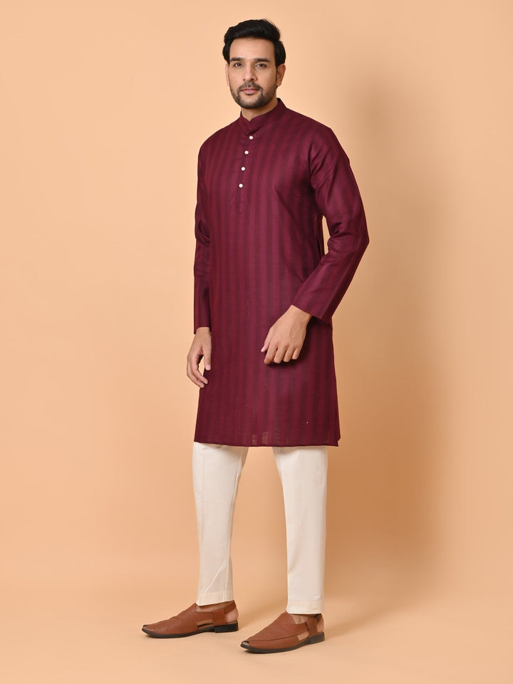 Striped Wine Kurta Set