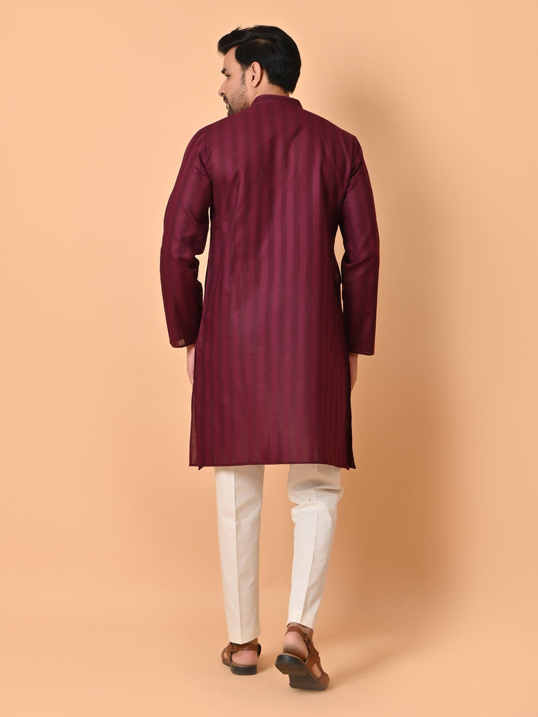 Striped Wine Kurta Set