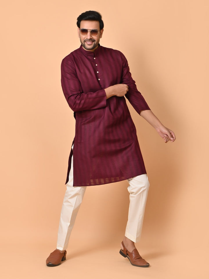 Striped Wine Kurta Set