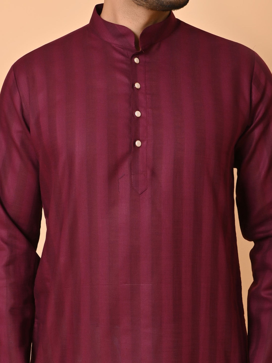 Striped Wine Kurta Set