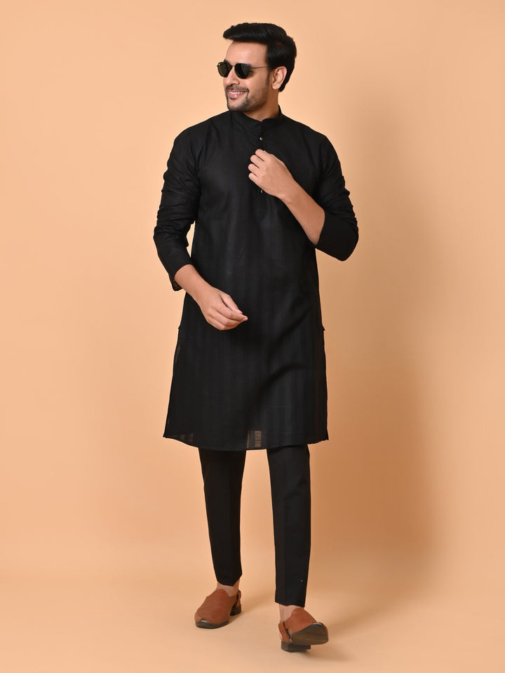 Striped Black Kurta Set