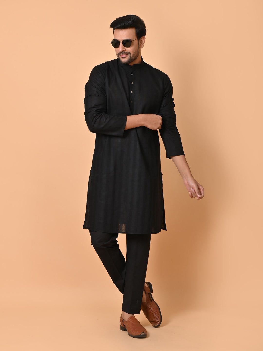 Striped Black Kurta Set