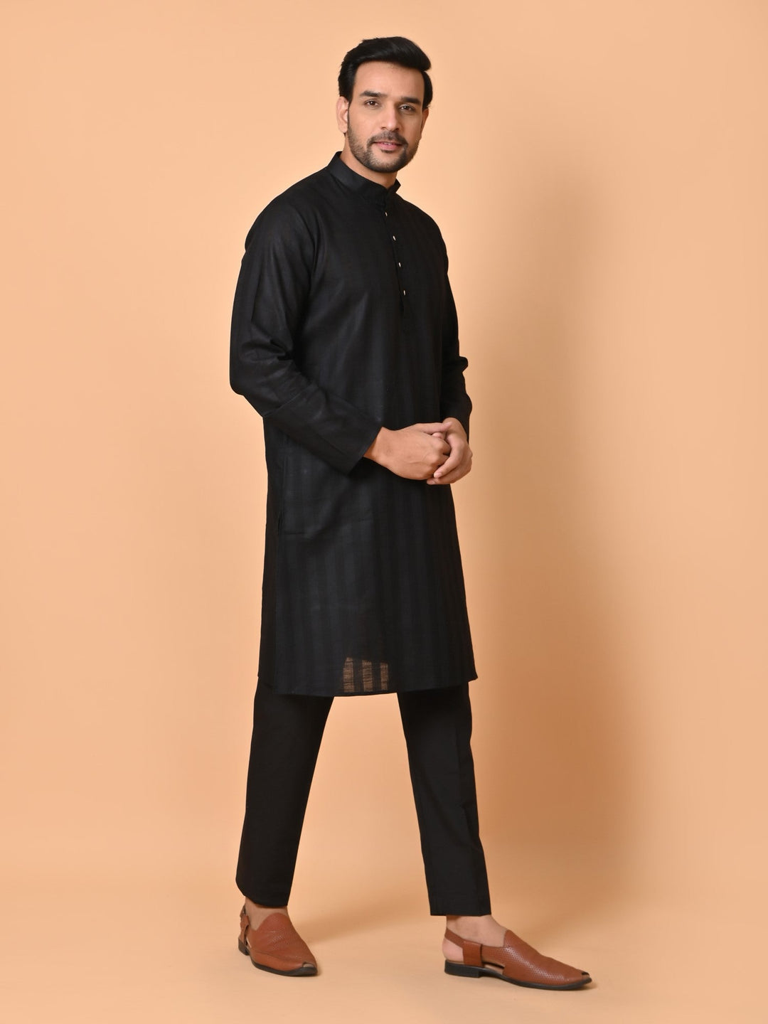 Striped Black Kurta Set