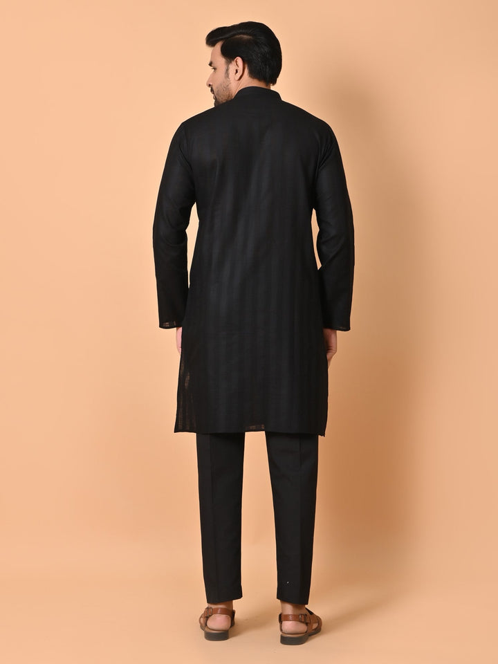 Striped Black Kurta Set