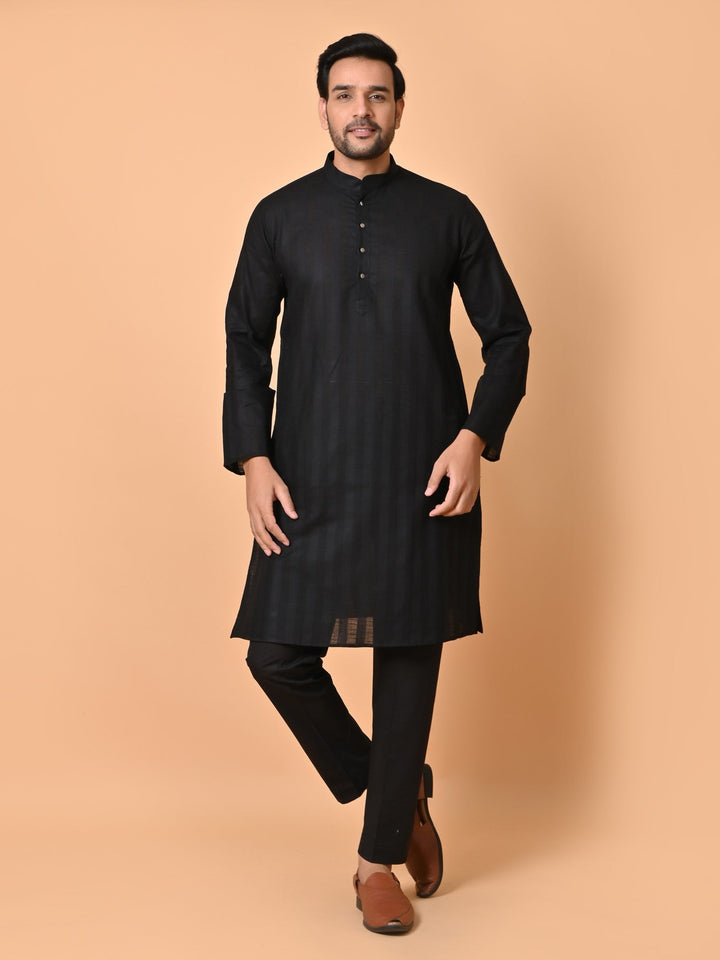 Striped Black Kurta Set