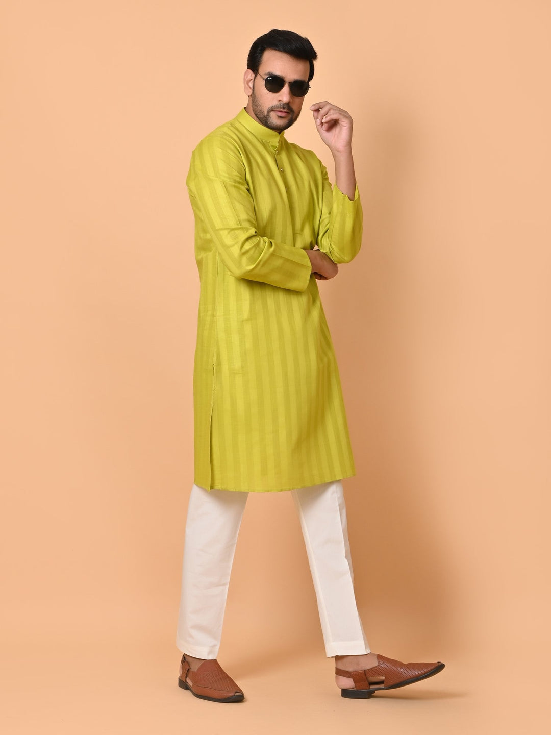 Striped Pista Kurta Set