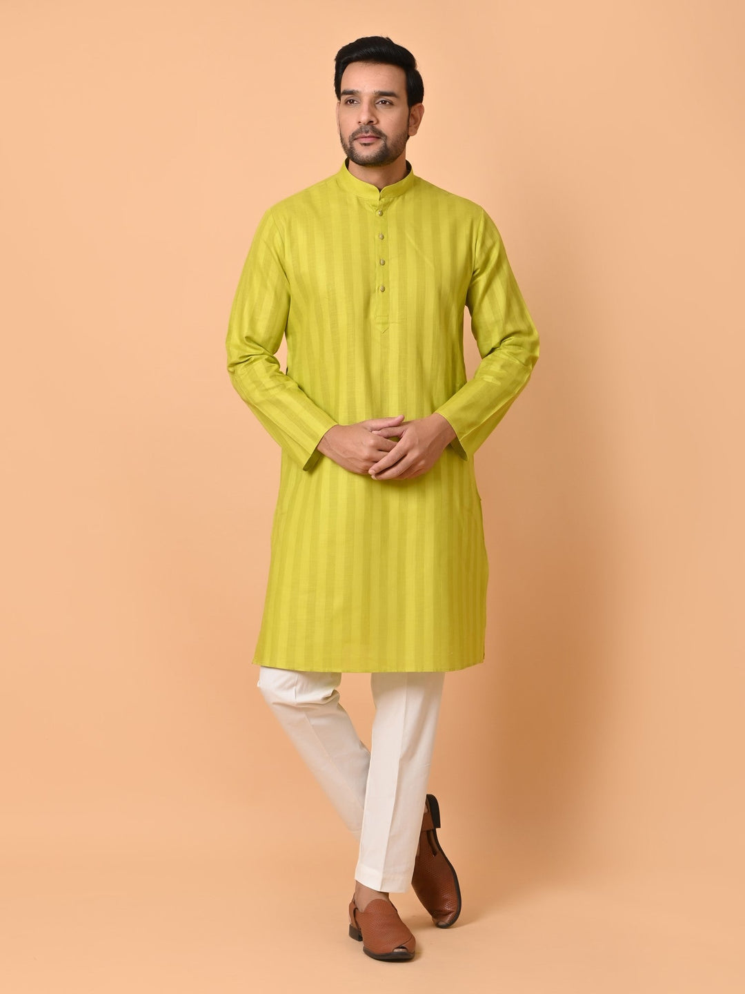 Striped Pista Kurta Set