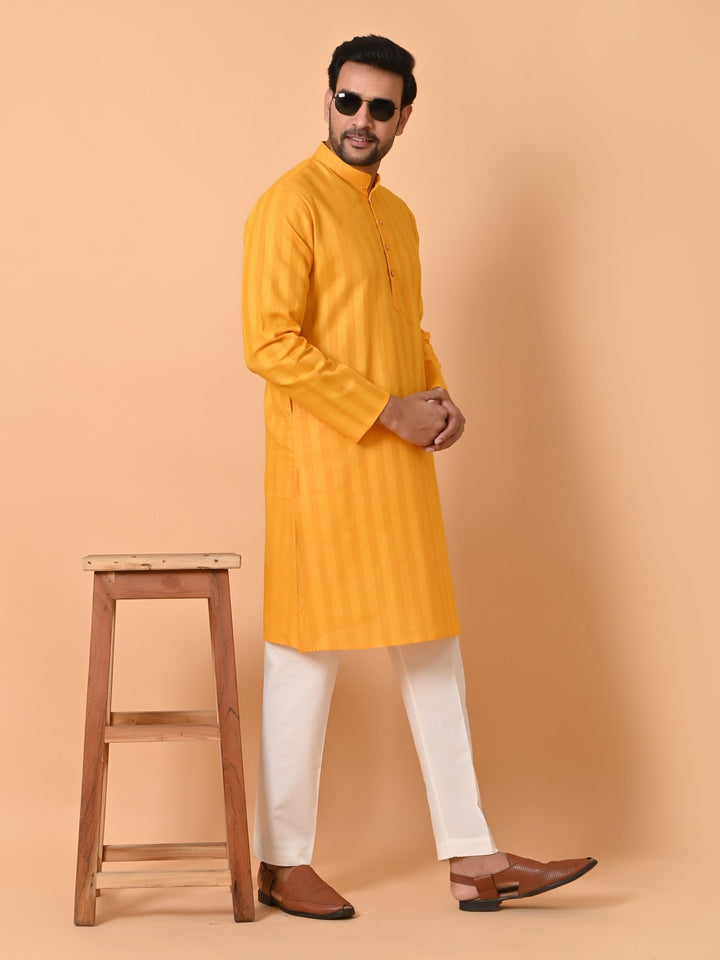 Striped Mustard Kurta Set