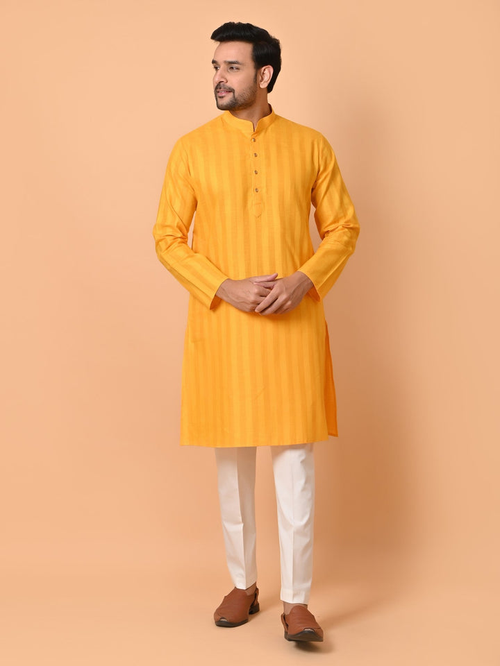 Striped Mustard Kurta Set