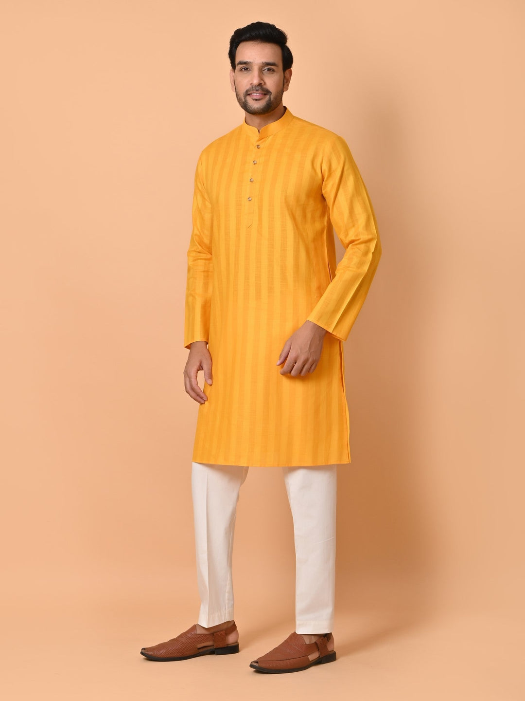 Striped Mustard Kurta Set