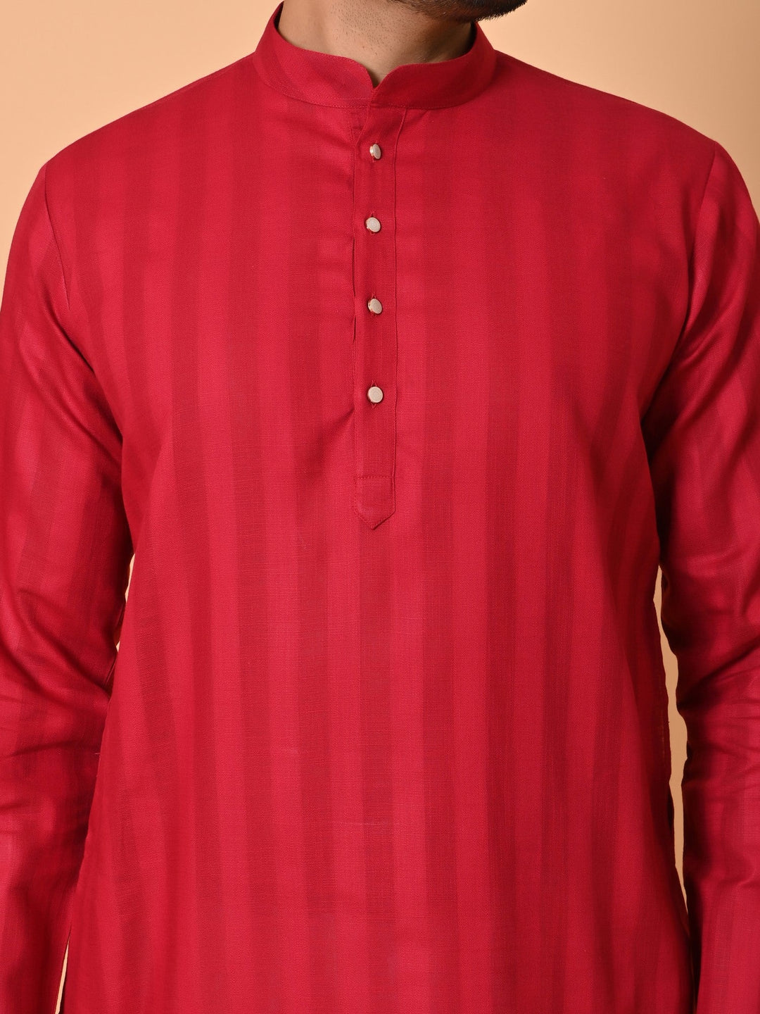 Striped Red Kurta Set