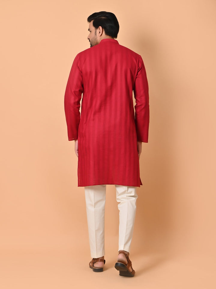 Striped Red Kurta Set