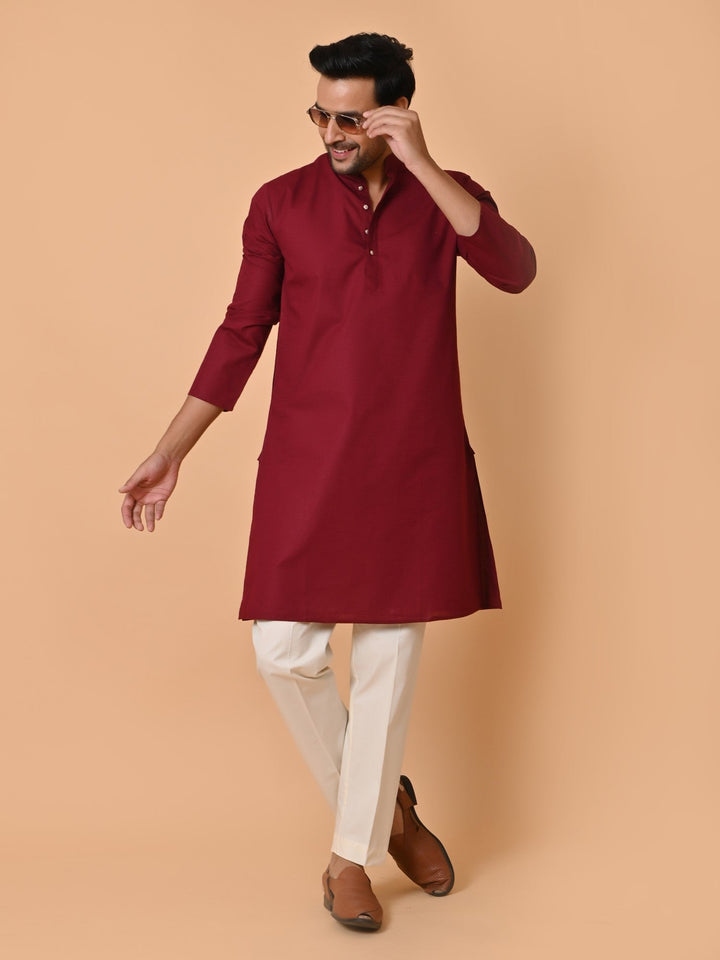 Solid Maroon Kurta Set