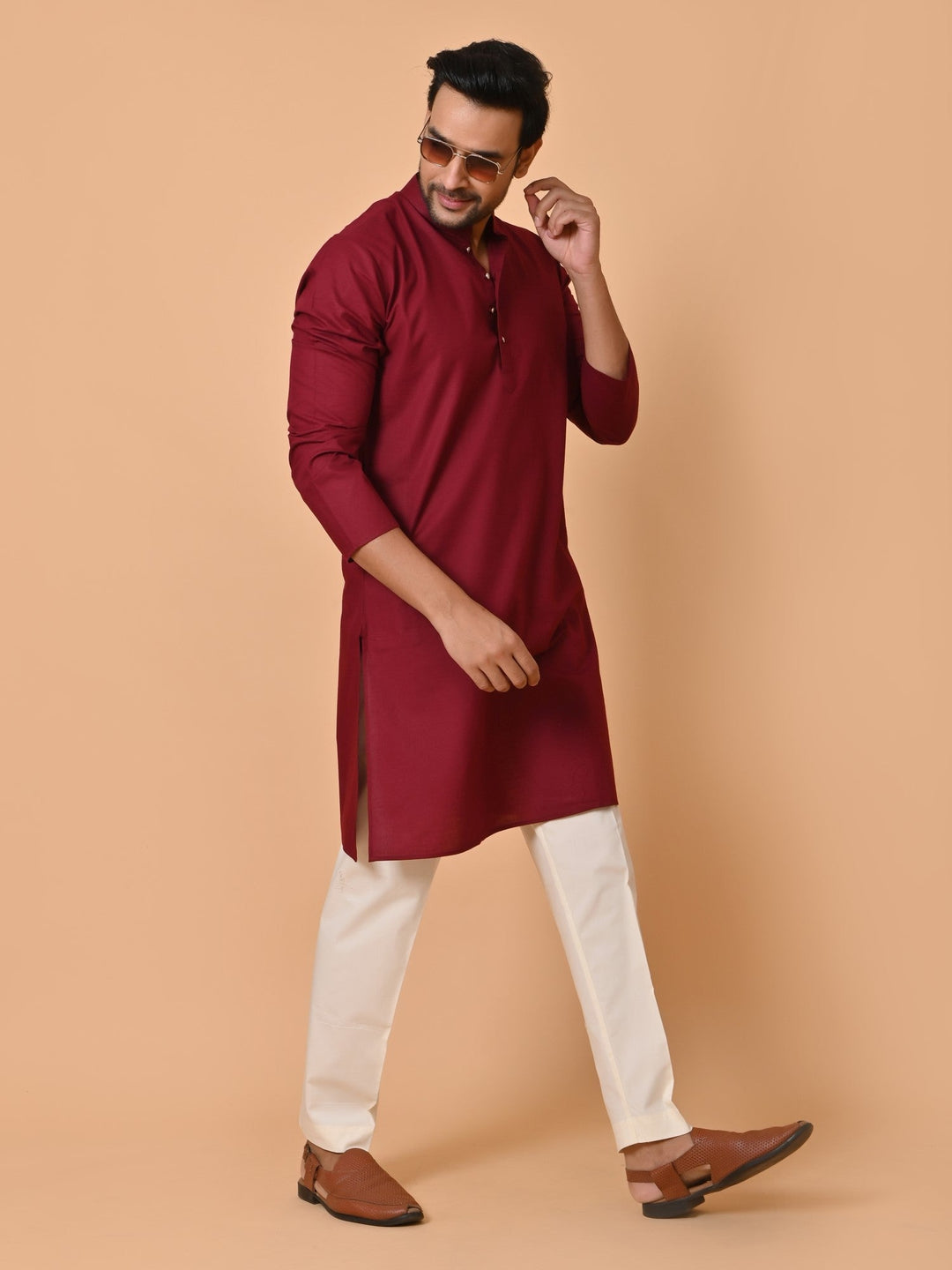 Solid Maroon Kurta Set