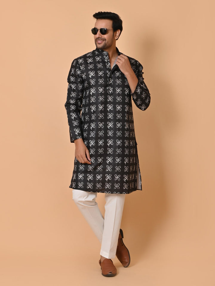 Floral Black Kurta Set