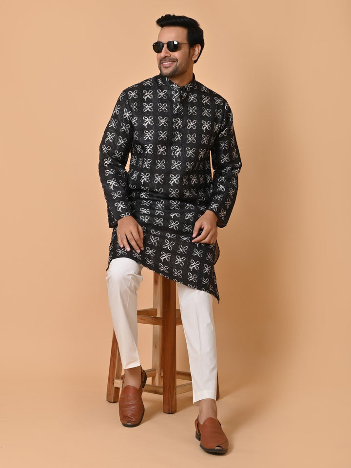 Floral Black Kurta Set