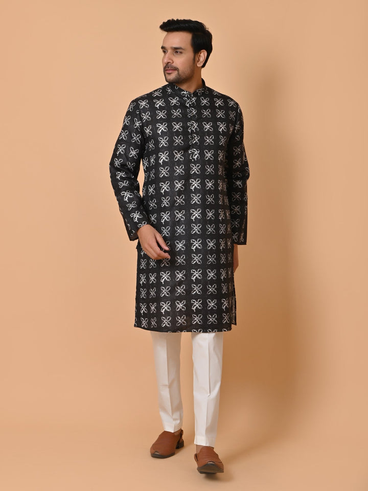 Floral Black Kurta Set