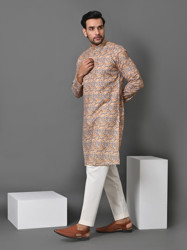 Checked Mustard Kurta Set