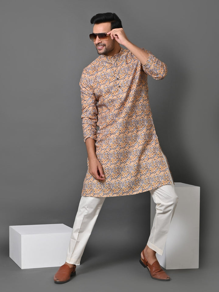 Checked Mustard Kurta Set