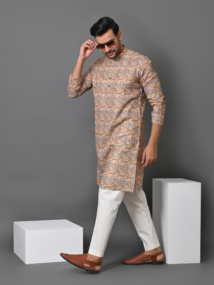 Checked Mustard Kurta Set