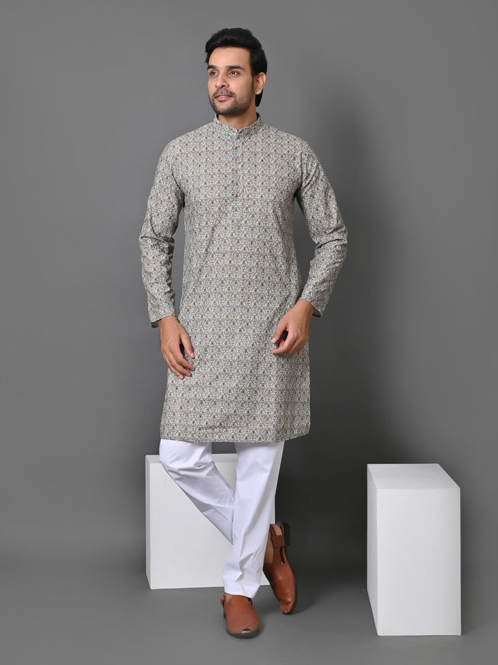 Geometric Grey Kurta Set