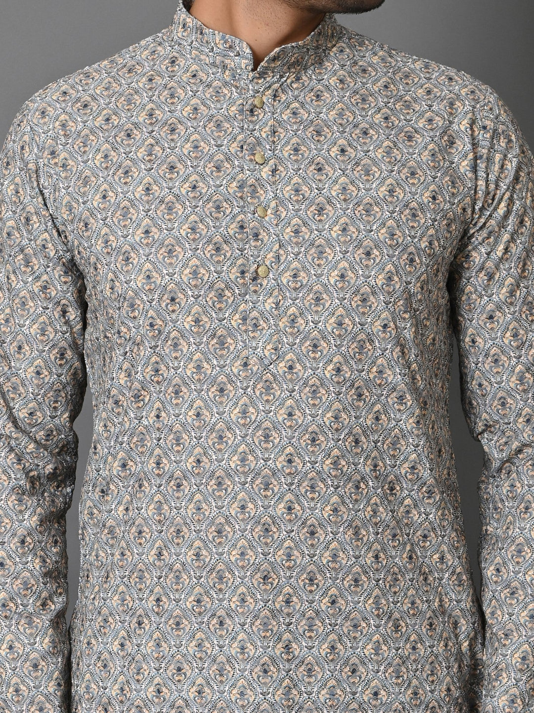 Geometric Grey Kurta Set