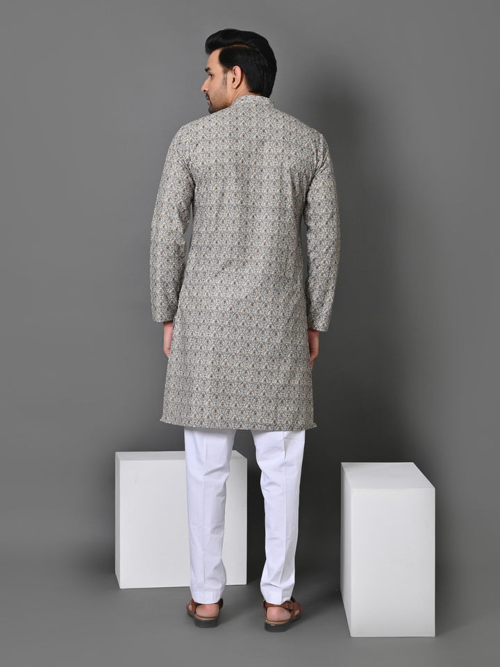 Geometric Grey Kurta Set