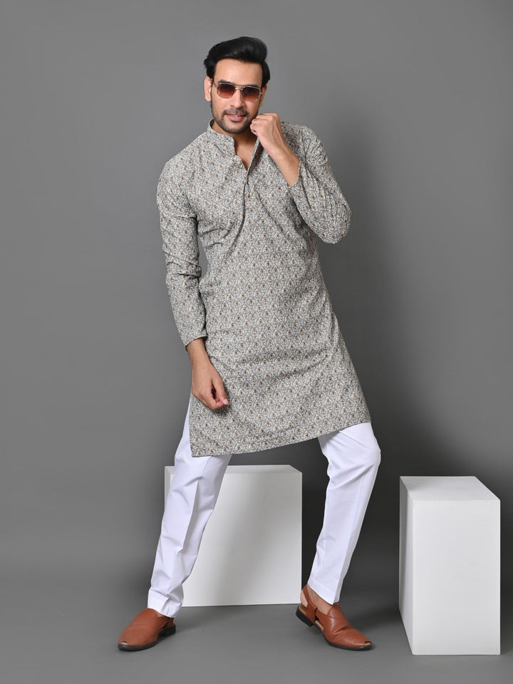 Geometric Grey Kurta Set
